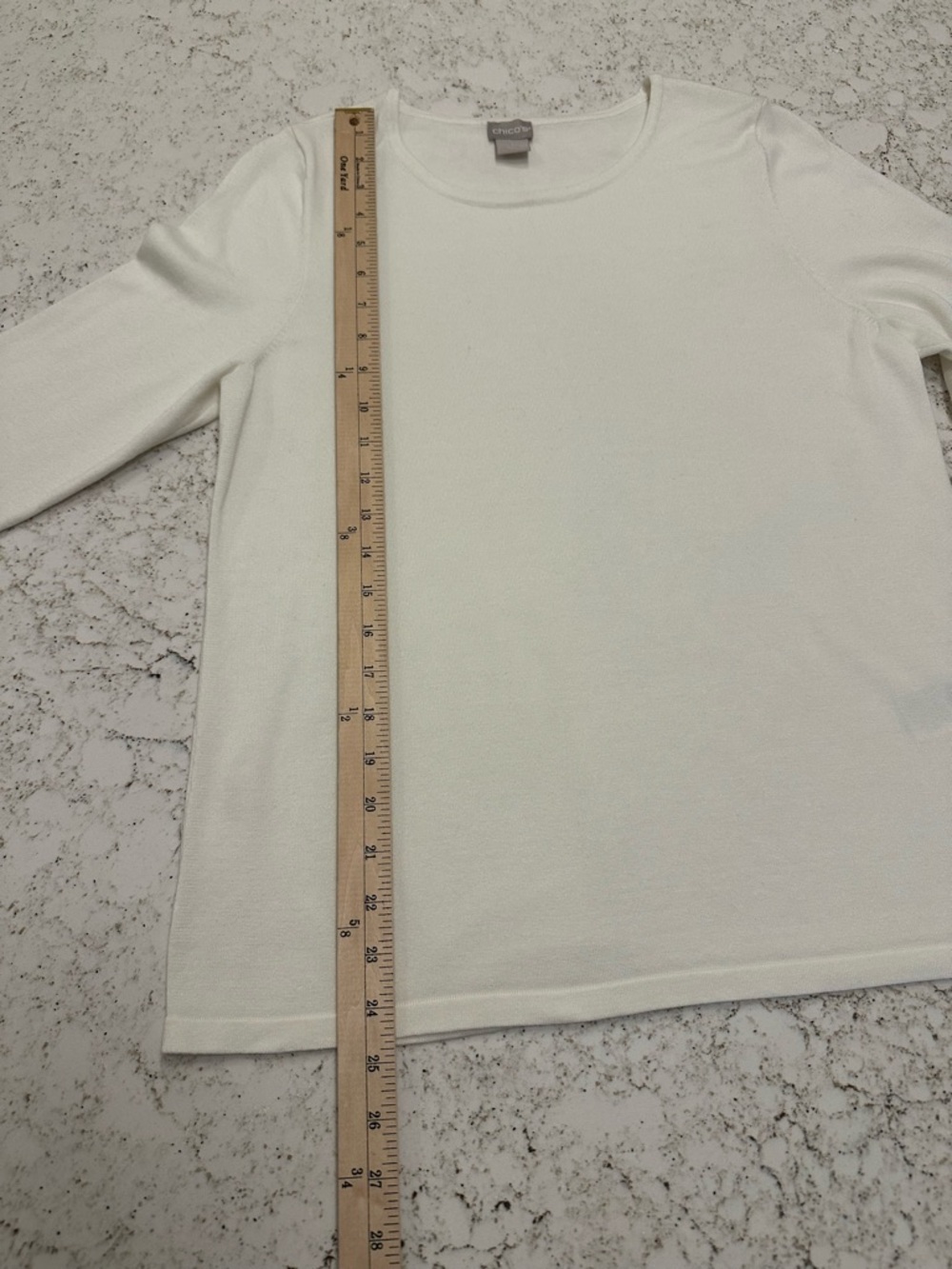 Chico's Cream Crewneck Top- Lightweight Long Sleeve - Picture 5 of 7